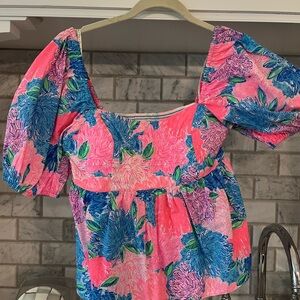 Lilly Pulitzer Pink and Blue Floral Blouse